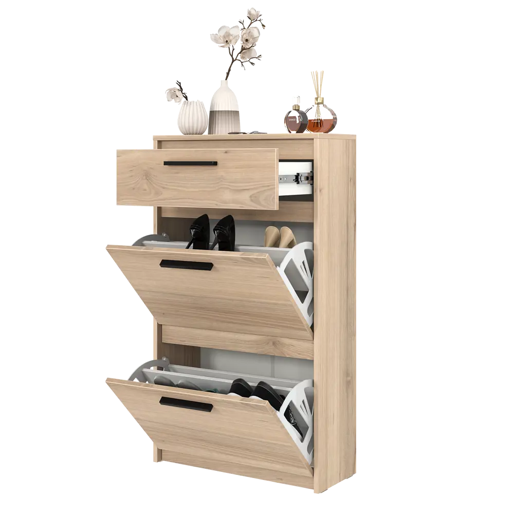 Шкаф для обуви Лион 60x103.9x24 см 2 ящика ЛДСП цвет дуб комано Santreyd STLM-2133195 - Вид №11