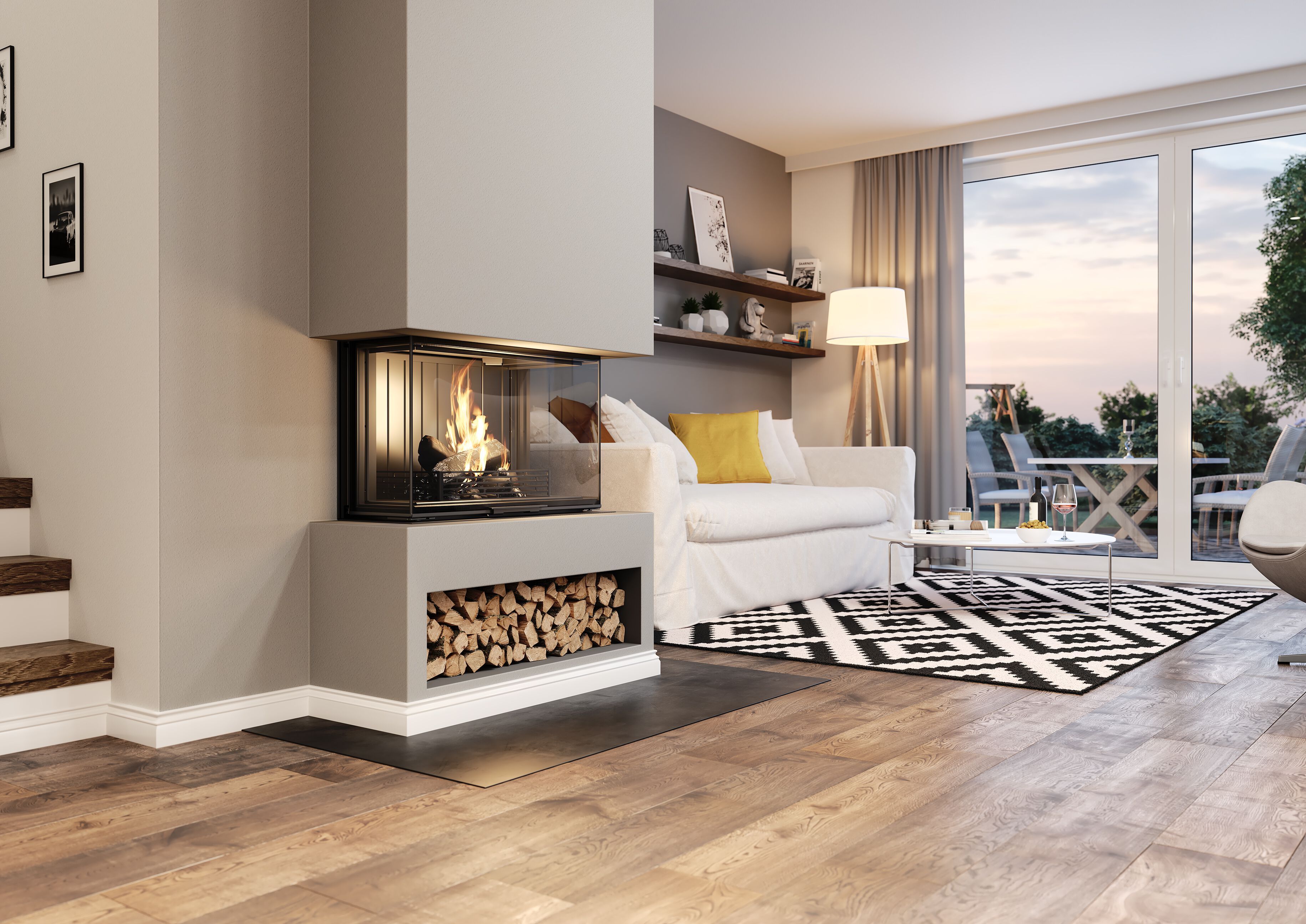 Стальной тройной фасад дровяной камин RÜEGG RAS ARCH-00042045 - Вид №1