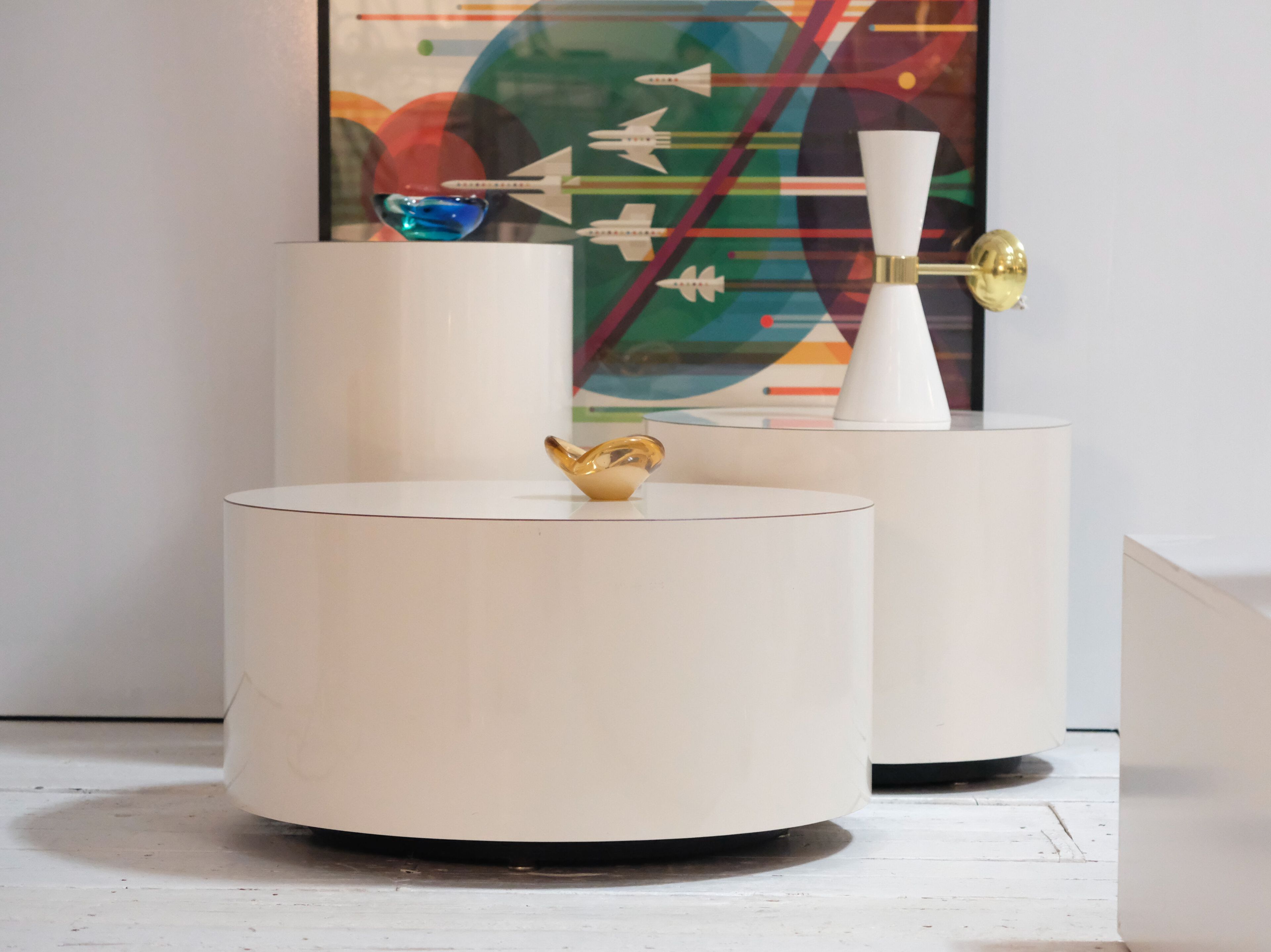 Набор журнальных столиков из ламинированного стекла и металла Jover+Valls Antique Boutique-Luna ARCH-00104161