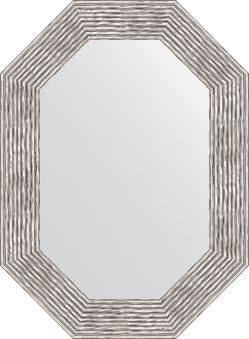 BY 7193 Зеркало в багетной раме - волна хром 90 mm EVOFORM Octagon