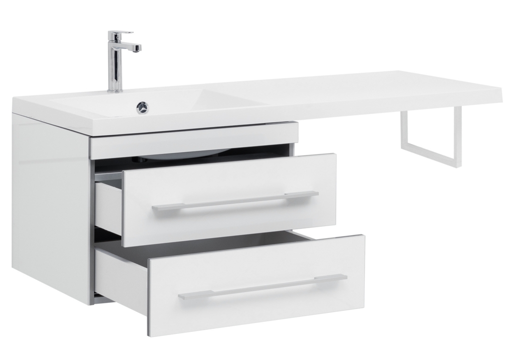 Тумба с раковиной Aquanet Верона 120 L белый (подвесная, 2 ящика) 0017666700239565 - Вид №7