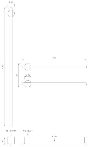 Ceadesign Настенный электрический полотенцесушитель из нержавеющей стали Equilibrio Eqb 43 - Вид №1