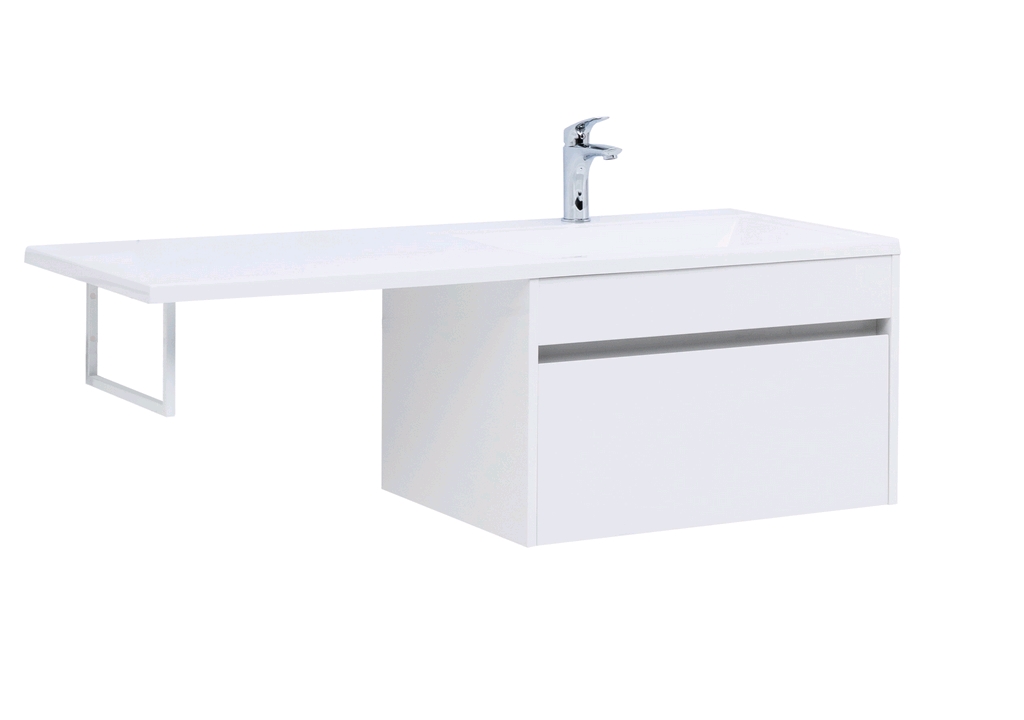Тумба с раковиной Aquanet Токио 130 R белый (подвесная, 1 ящик) 0023691700235502 - Вид №1