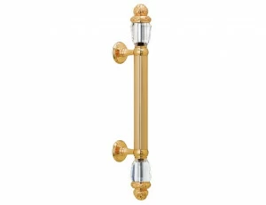 0N4764.C00.43 Ручка дверная на розетках 340мм с кристаллами сваровски Сатинированное старое золото 24К