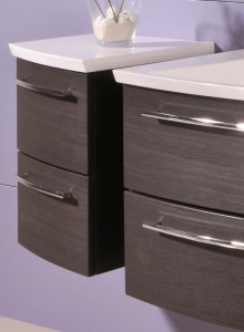 UTA364AM9L(792/192) Puris Crescendo, нижний шкаф (2 ящика) 400 мм левый со столешницей из мин. литья, цвет старый вяз