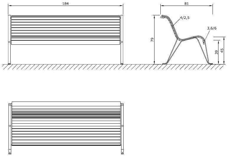 Euroform W Скамья из дерева с подлокотниками со спинкой sun-id-1391600 - Вид №6