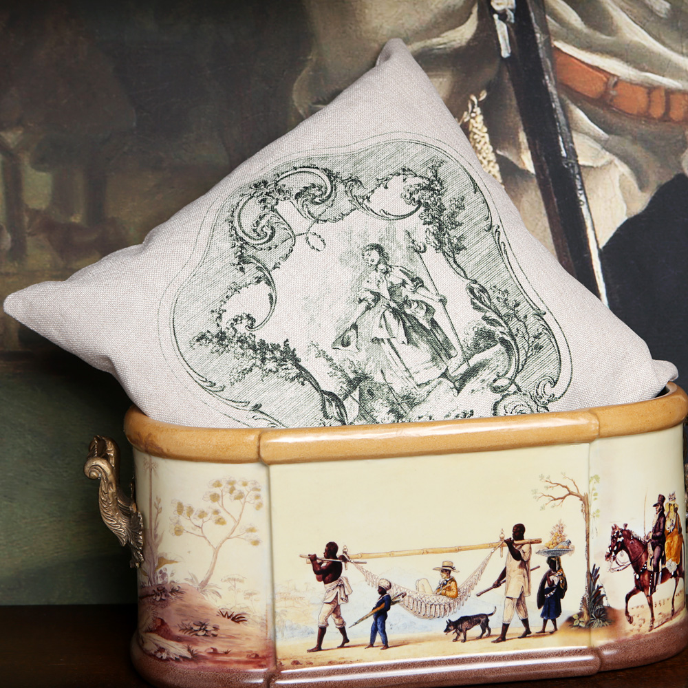 2719143 Декоративная подушка «Туаль де Жуи», сюжет 3, антик грин Object Desire  - Вид №1