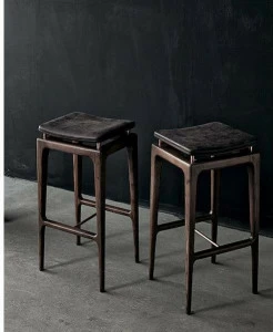 Shake Табурет кухонный из дерева, обитый, с подставкой для ног