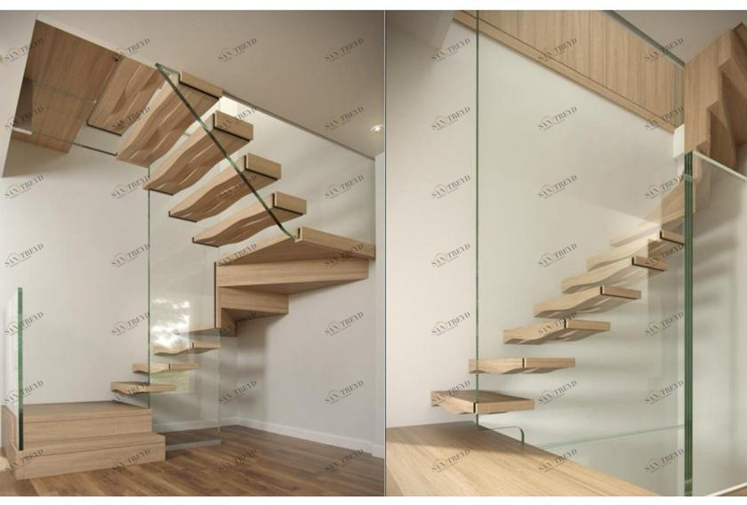 Siller Treppen Консольная лестница из дерева и стекла Wave sun-id-1447007