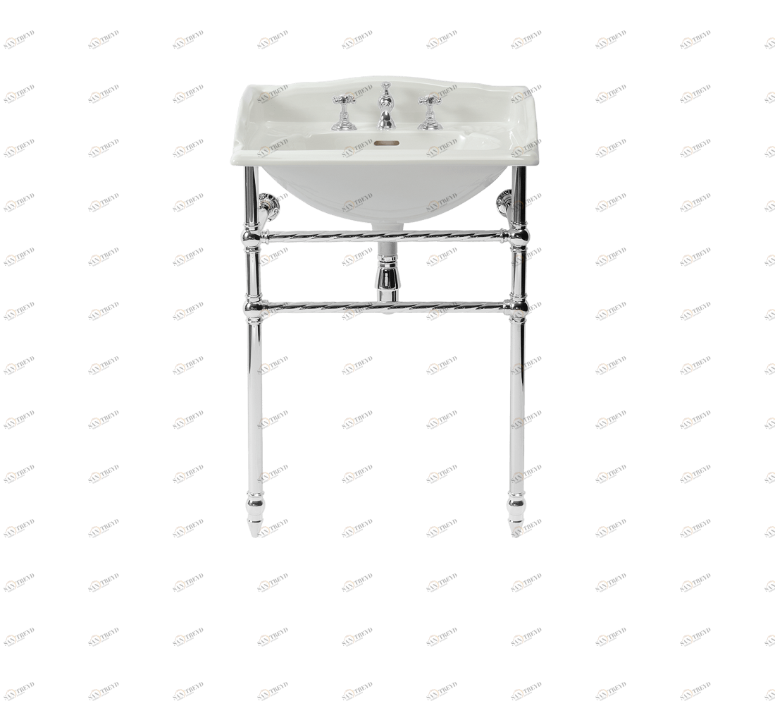 Gentry Home Таз большой белый Victorian Хром GH101215