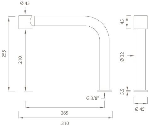 Ceadesign Излив для кухни на столешнице из нержавеющей стали Neutra Neu 45 - Вид №2