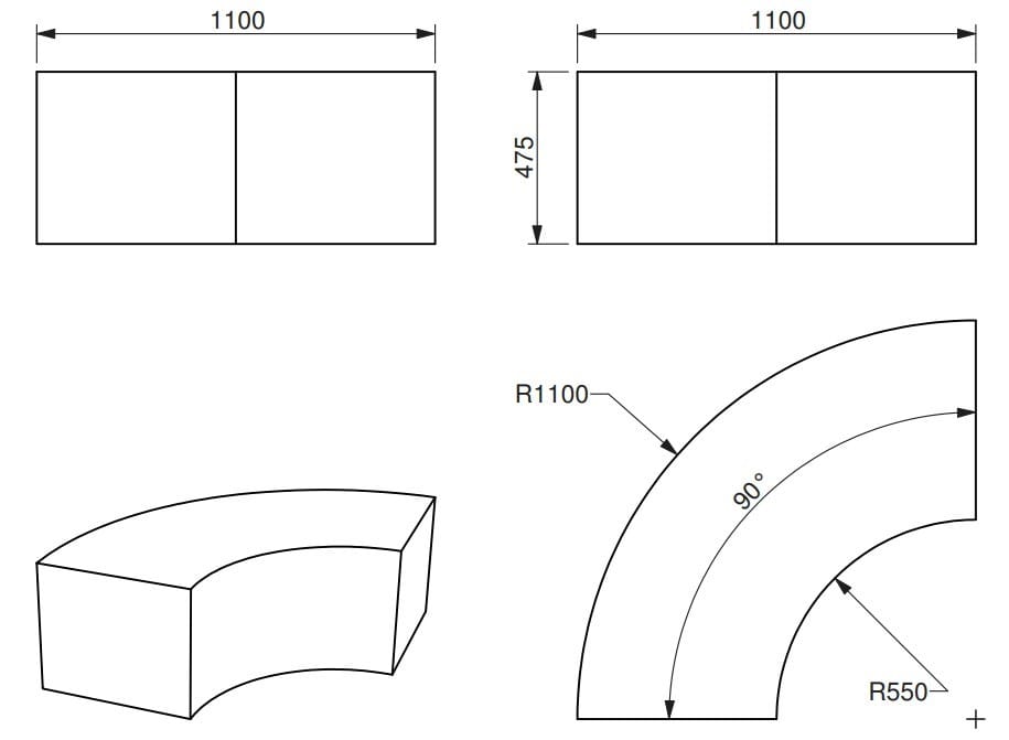 Модульная изогнутая скамья из пены QM Quinze & Milan ARCH-00052689 - Вид №1