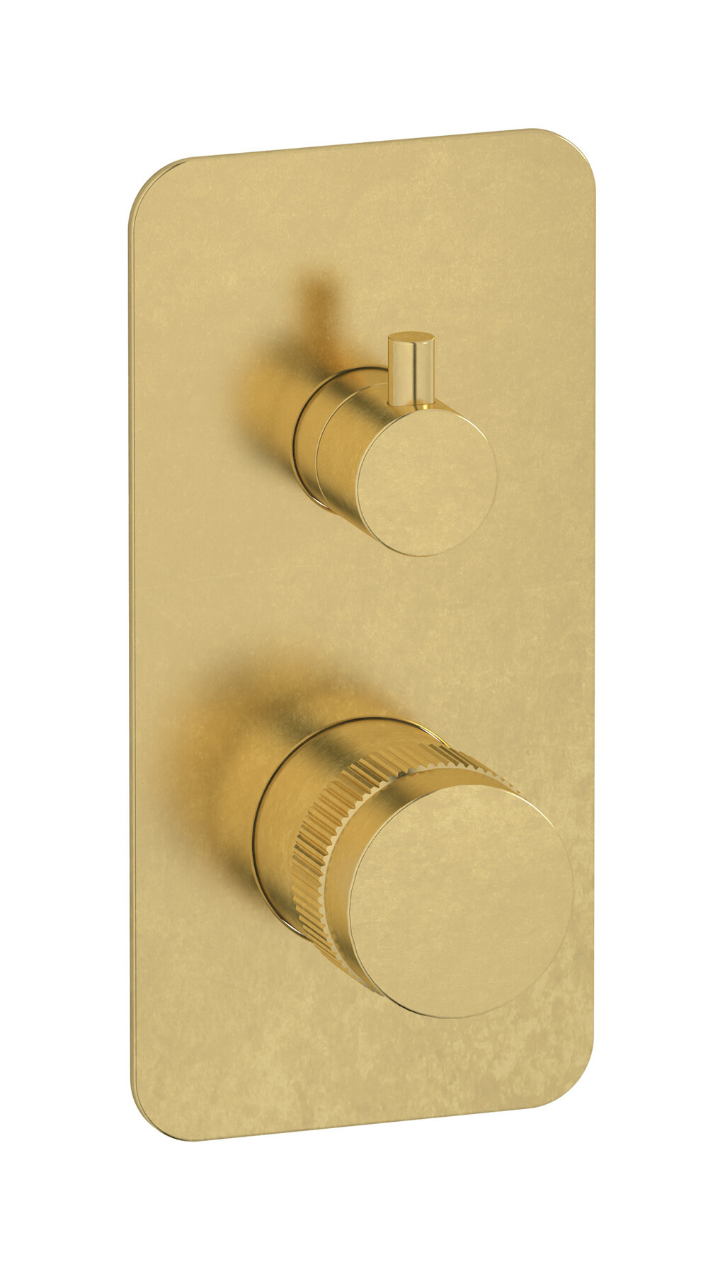 Прогрессивный настенный смеситель для душа на 2 потребителя. WE ARE IB rx310on Natural Brass Reflex