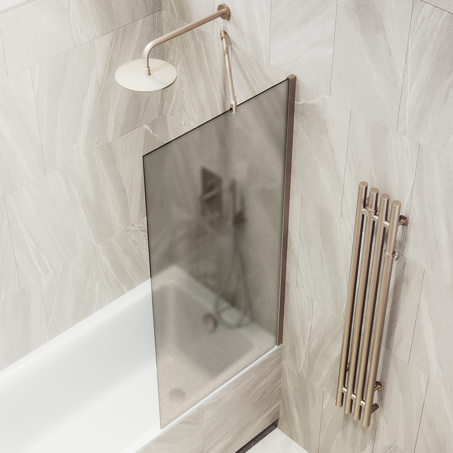 Шторка для ванны в широком профиле ST-74-2ш Public Steel