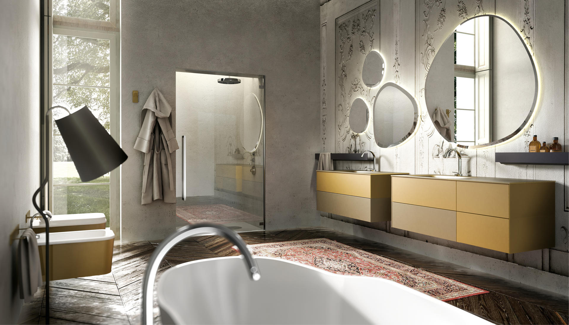 ED-ST26 Edone Встраиваемый умывальник Boreale ВСТРОЕННЫЙ БАК Интегрированная верхняя часть ванны Boreale из сверхпрозрачного стекла  - Вид №1