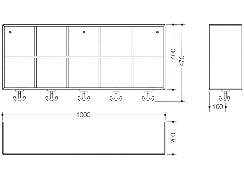 M20.02.002 Двойной модуль, 5 мест с тройным крючком HEWI Kids - Вид №2