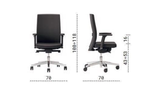 Сетчатое регулируемое по высоте офисное кресло с подлокотниками Las Mobili Hellò ARCH-00025397 - Вид №3