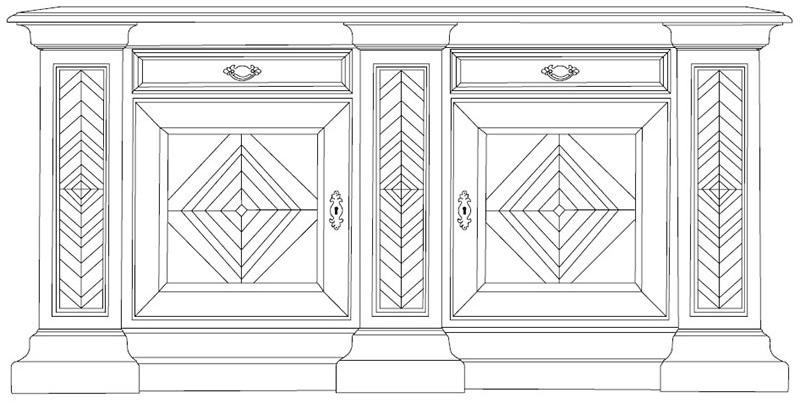 Arvestyle Буфет из массива дерева с распашными дверцами с ящиками Stile Ks-e500 - Вид №14