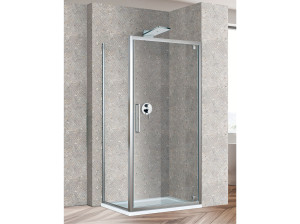 Угловая душевая кабина из хрусталя с поворотной дверью