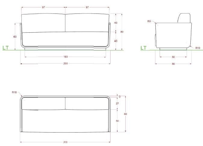 2-местный диван с огнестойкой обивкой Viscio Urban Design Air ARCH-00038467 - Вид №2
