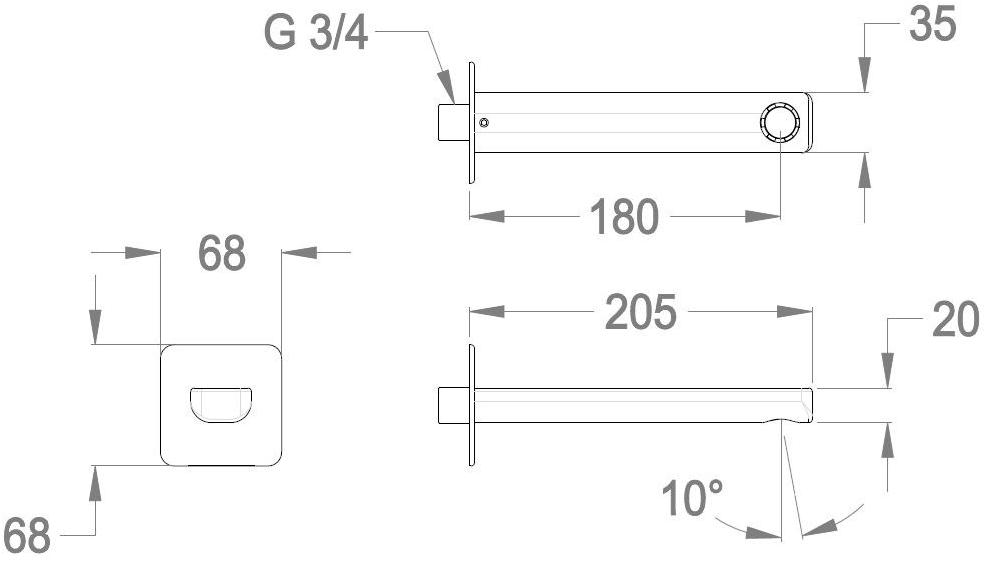 Fir Italia Стенной излив Daily 44 4444115 - Вид №1