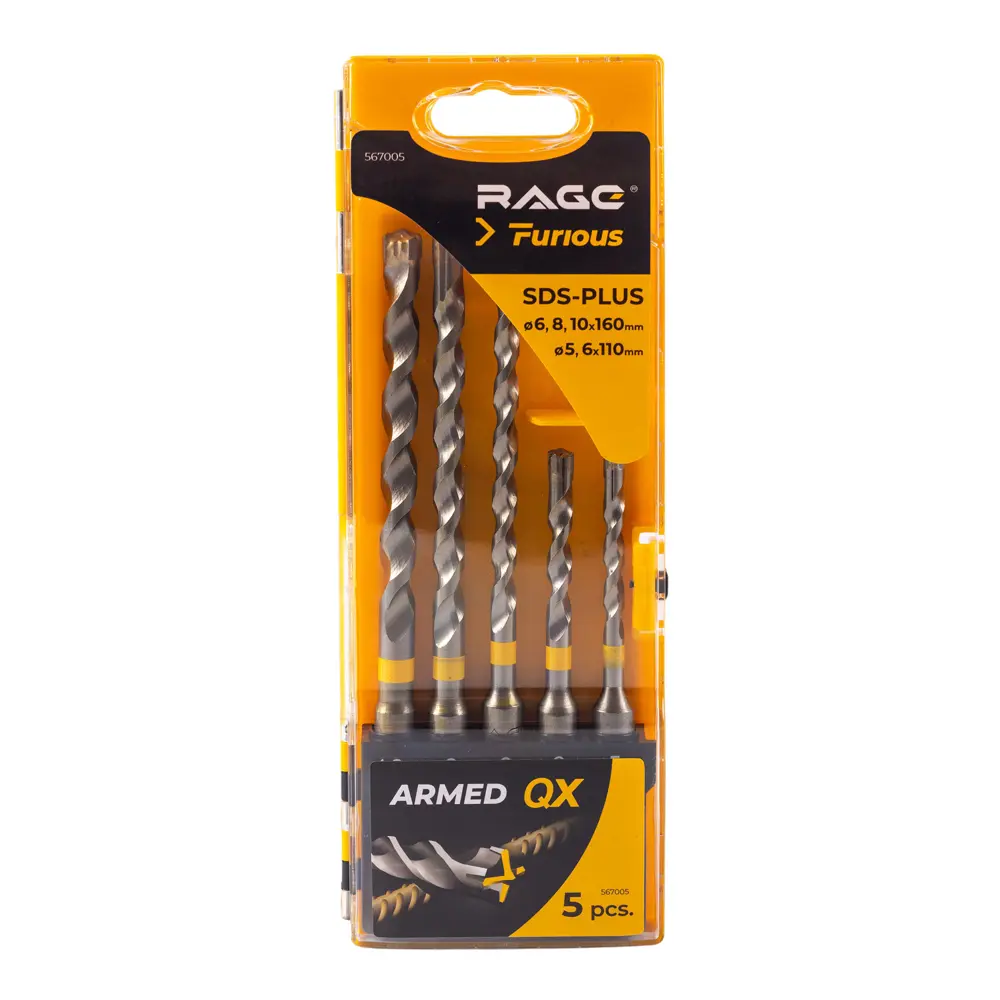 Набор буров по железобетону SDS Plus Rage Furious №1 567005, 5 шт STLM-2053226 - Вид №9