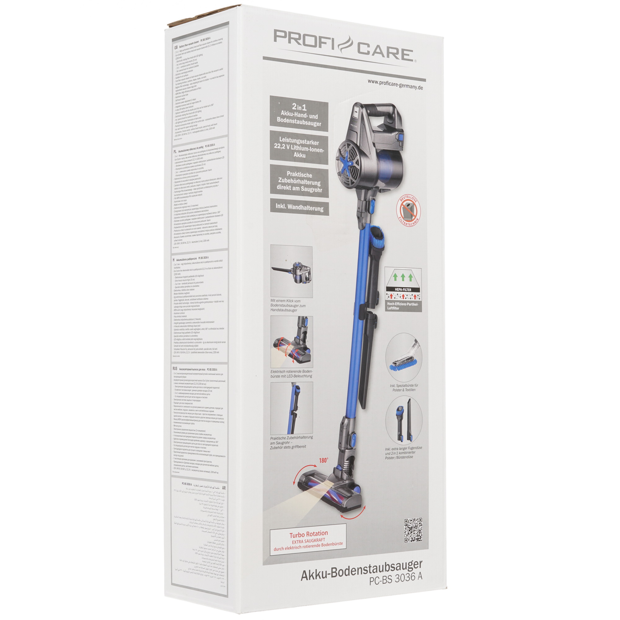 8165241 Пылесос  вертикальный  ProfiCare PC-BS 3036 A antrazit  черный STDN-0082839 - Вид №9