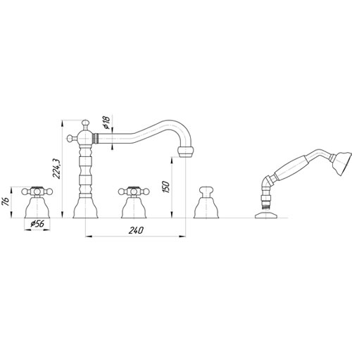 Смеситель MIGLIORE Revival ML.REV-480.DO для ванны/душа - золото  - Вид №2