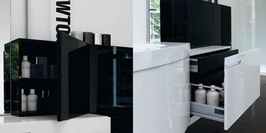 Комбинация ванной комнаты SY11 в отделке mineralmarmo/BIANCO глянц./NERO глянц. MILLDUE SYMI SYMI11 - Вид №2