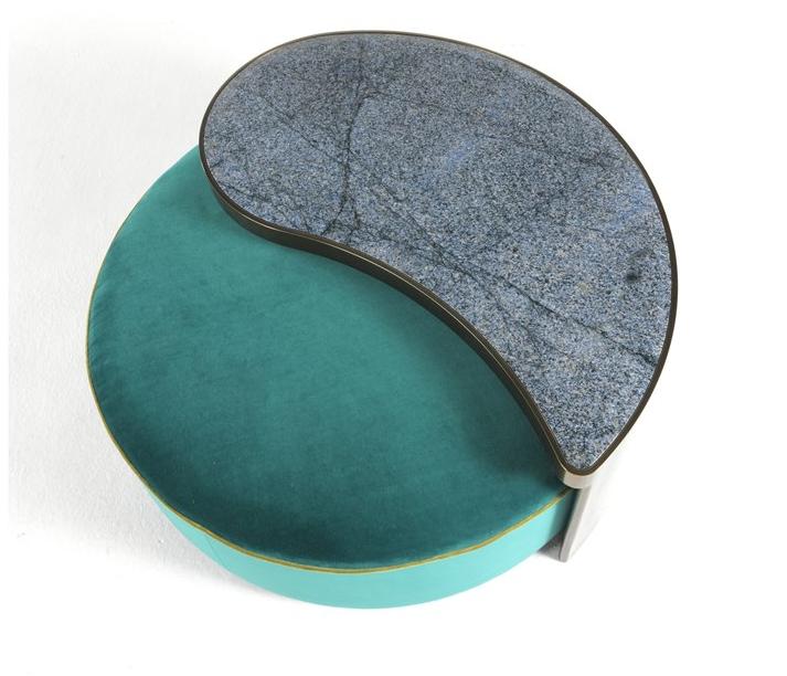 ETRO Home Interiors Пуф из мягкого бархата с деревянным журнальным столиком Sharp E.sha.222.a - Вид №4