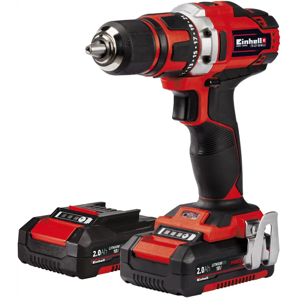 Дрель-шуруповерт аккумуляторная Einhell TE-CD 18/40 Li, 18 В Li-ion 2x2 Ач 82843995 STLM-2141247 