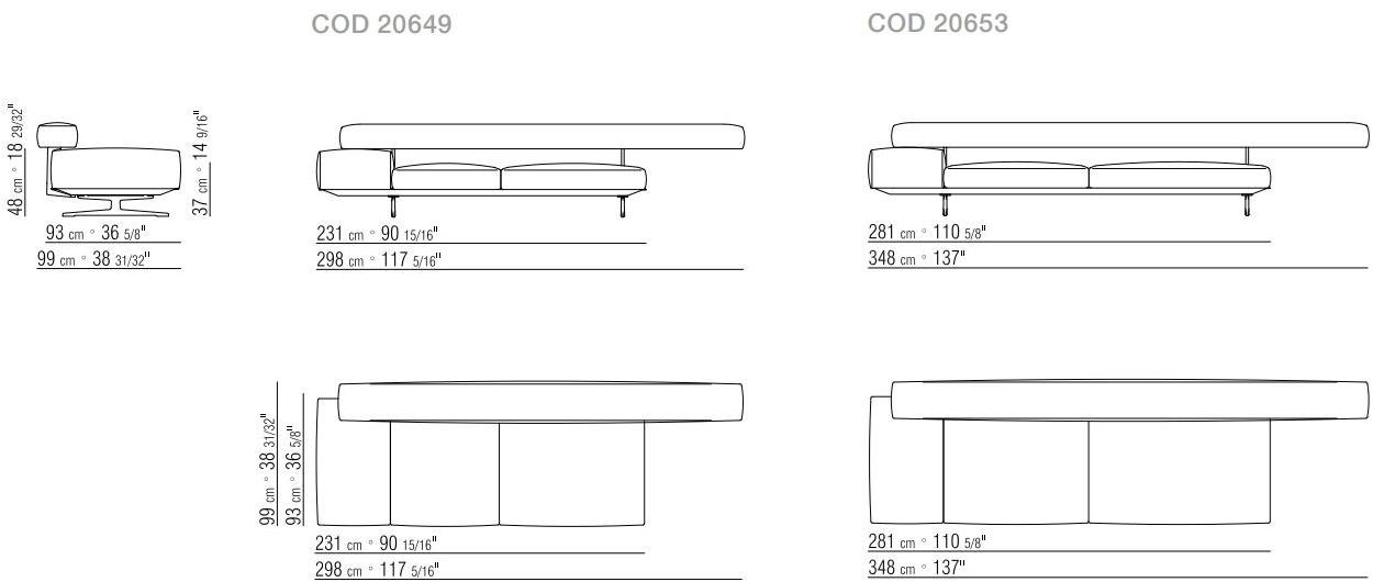 Flexform 2-х местный тканевый диван со съемным чехлом Wing sun-id-1495950 - Вид №10
