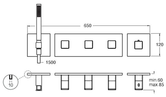 Термостатический смеситель для душа / ванны с 5 отверстиями и ручным душем CRISTINA Rubinetterie Термостатические смесители-Shower &amp ARCH-00032816 - Вид №2