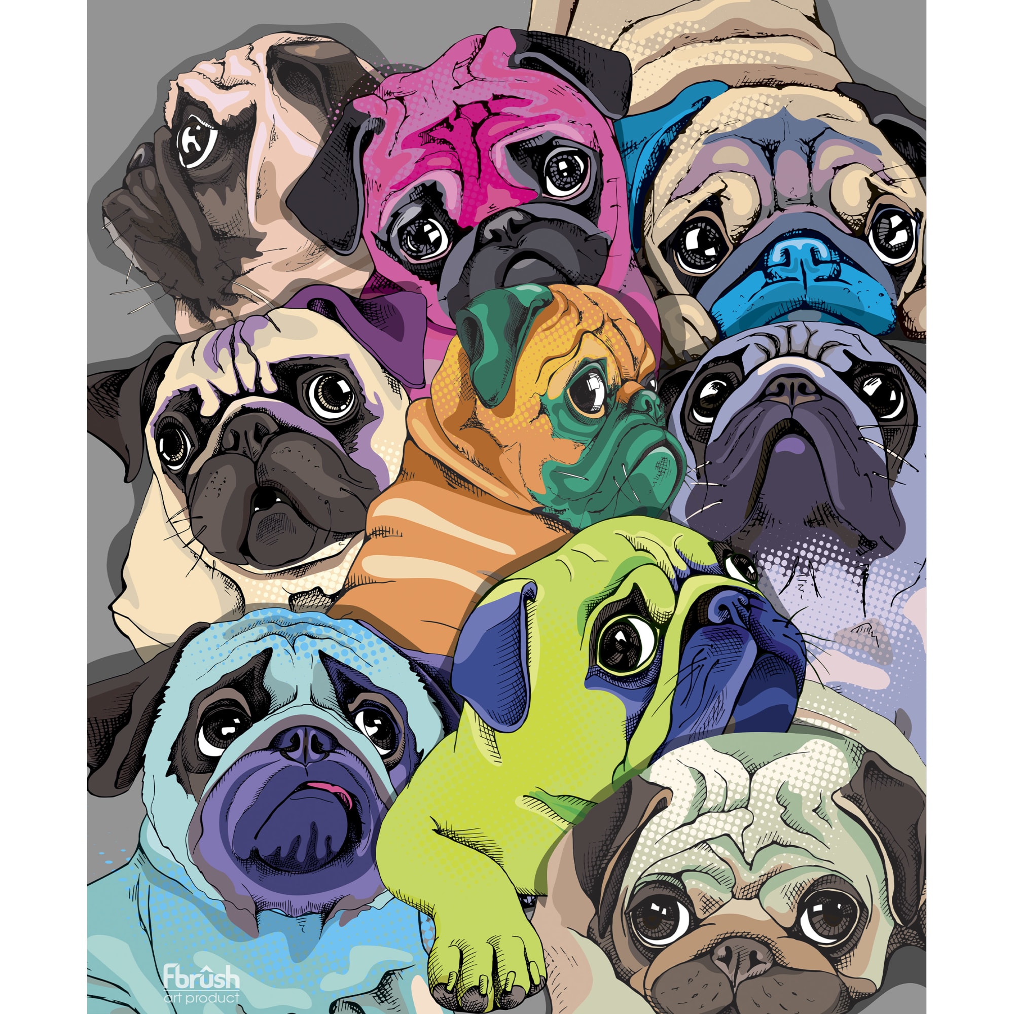 Картина на холсте "Мопсы" 40×50 см FBRUSH для детской комнаты 82887130 STLM-0037516