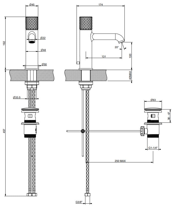 Смеситель для раковины из хромированной латуни Gessi Habito ARCH-00096470 - Вид №2