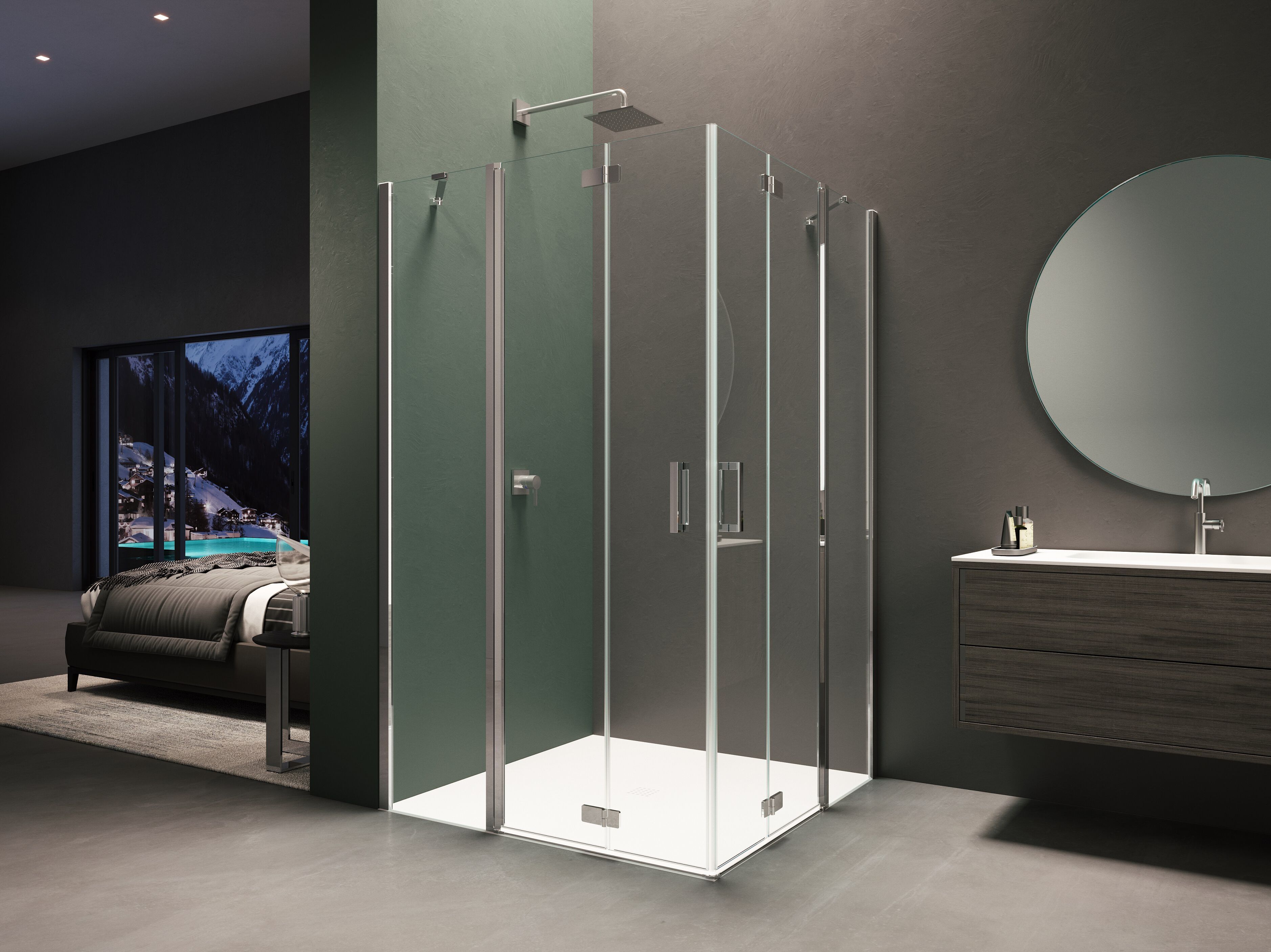 Стеклянная угловая душевая кабина Provex Industrie ARCH-00087524