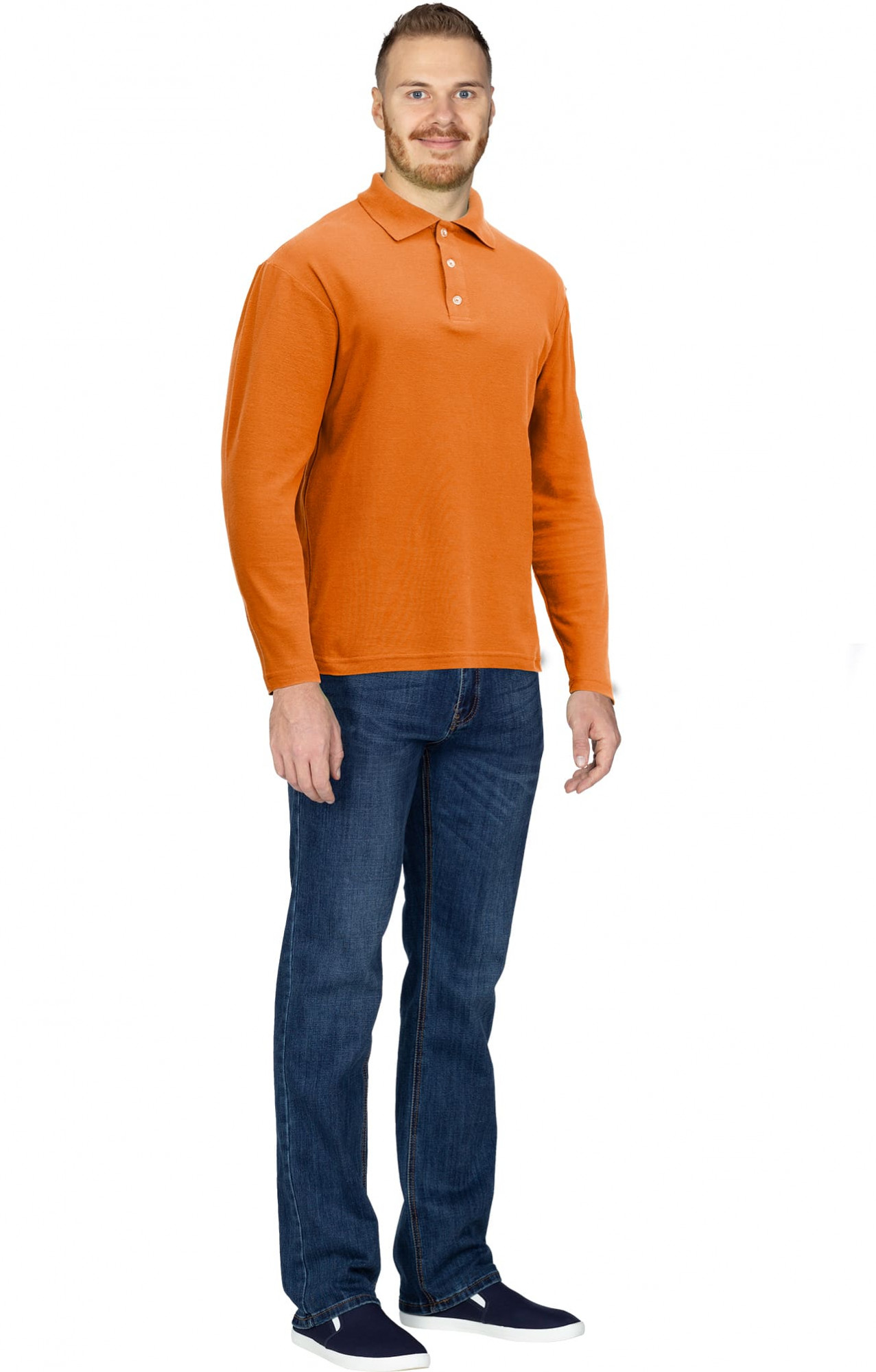 68015 Тенниска-поло с длинным рукавом оранжевая  Одежда для промоакций  размер XXL Спецодежда 