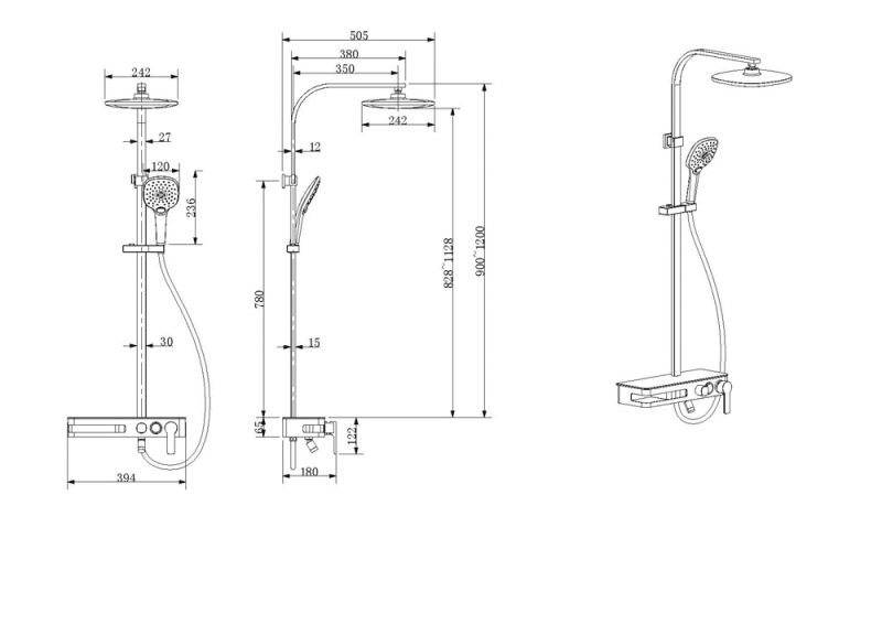 Душевая колонна MEISSEN F6277312CP-A-ENG bravat  - Вид №1