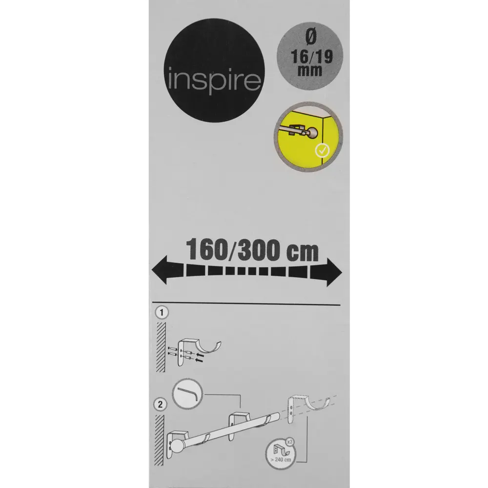 Карниз однорядный Цилиндр Inspire 160-300 см цвет хром STLM-2018333 - Вид №4