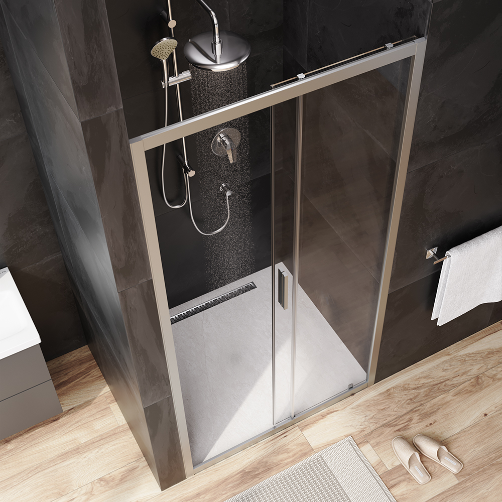 W90G-100-1-195MT Solo Дверь душевая 100х195 стекло прозрачное профиль матовый хром AM.PM Gem - Вид №1