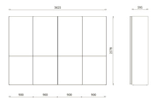 Секционный деревянный шкаф с раздвижными дверями