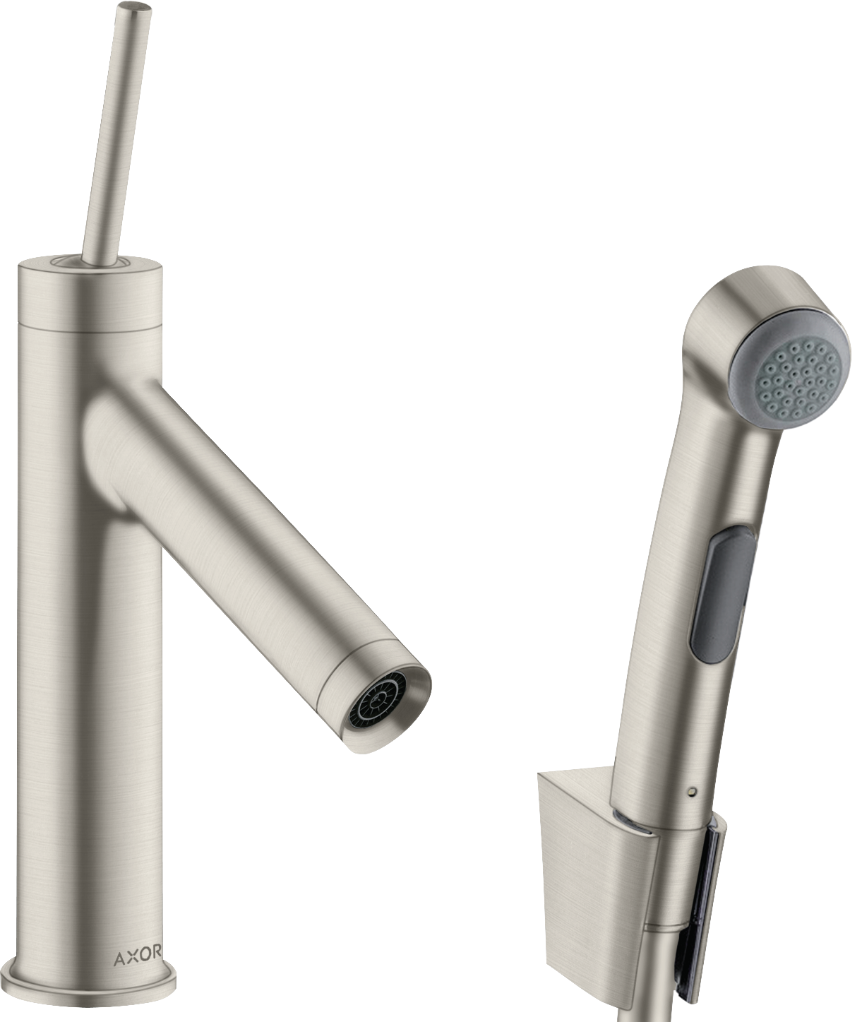 10300800 Смеситель для раковины 90, однорычажный, с ручным душем-биде и душевым шлангом 1,60 м AXOR STARCK