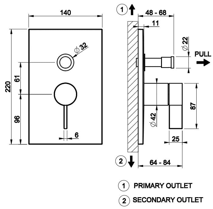 Хромированный латунный смеситель для душа с переключателем Gessi реверс ARCH-00112638 - Вид №2