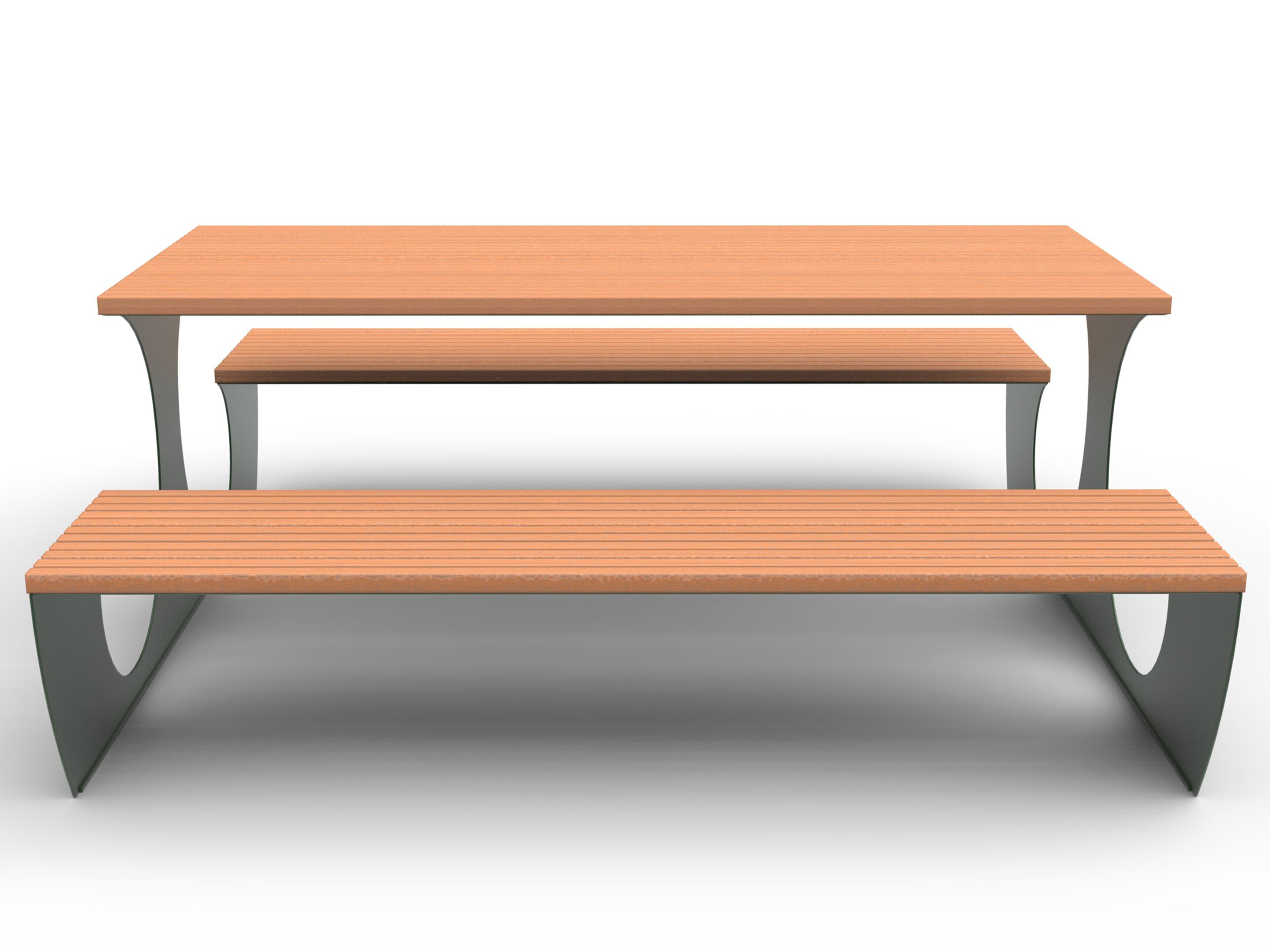 Стол для пикника из алюминия и дерева со встроенными скамейками CITYSì 1092L ARCH-00151594 - Вид №2