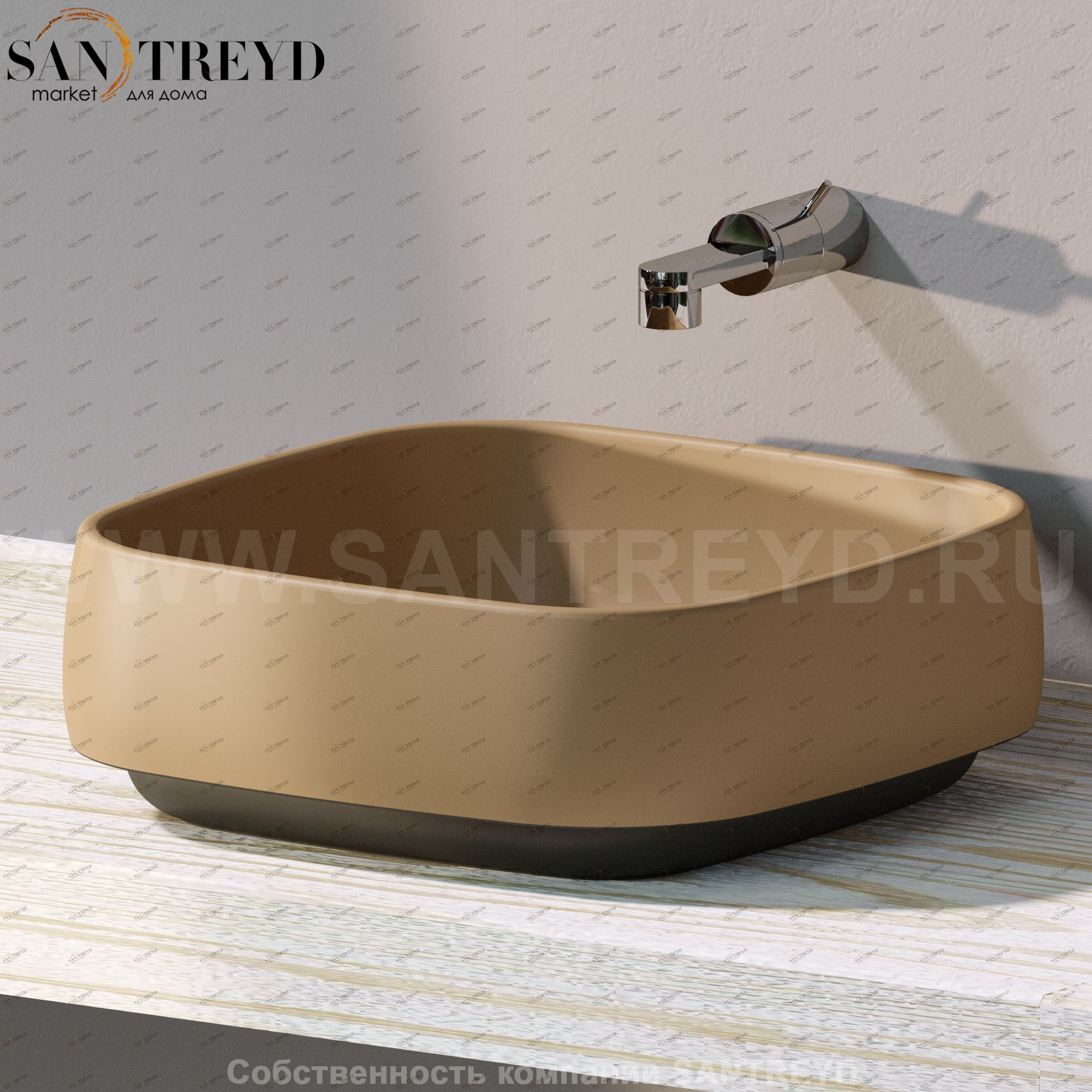 FG40A90047006 Накладная раковина на столешницу  квадратная Ceramica Flaminia Flag