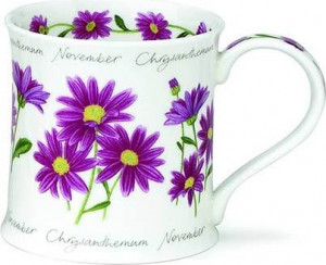 10584102 Dunoon Набор кружка и подставка Dunoon "Ноябрь.Хризантема.Уэссекс" 300мл, п/к Фарфор костяной