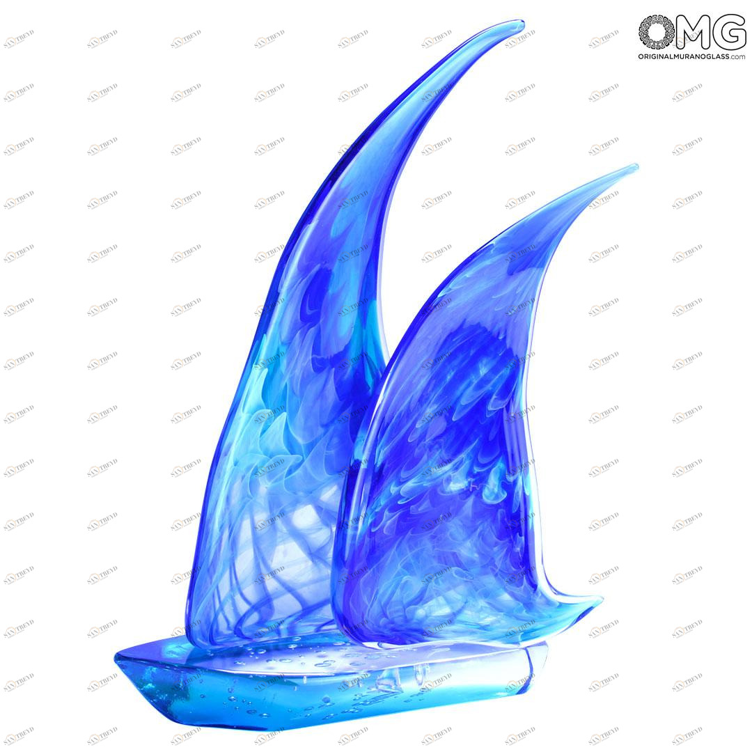4538 ORIGINALMURANOGLASS Скульптура Парусник - Frozen Style - муранское стекло OMG 45 см 