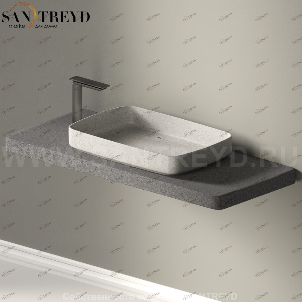 Столешница под раковину PETRA из декоративного бетона темно-серая Agape ACER093180