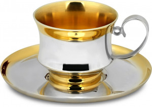 10667978 Русские самоцветы Чашка с блюдцем Русские самоцветы, серебро с позолотой Серебро с позолотой