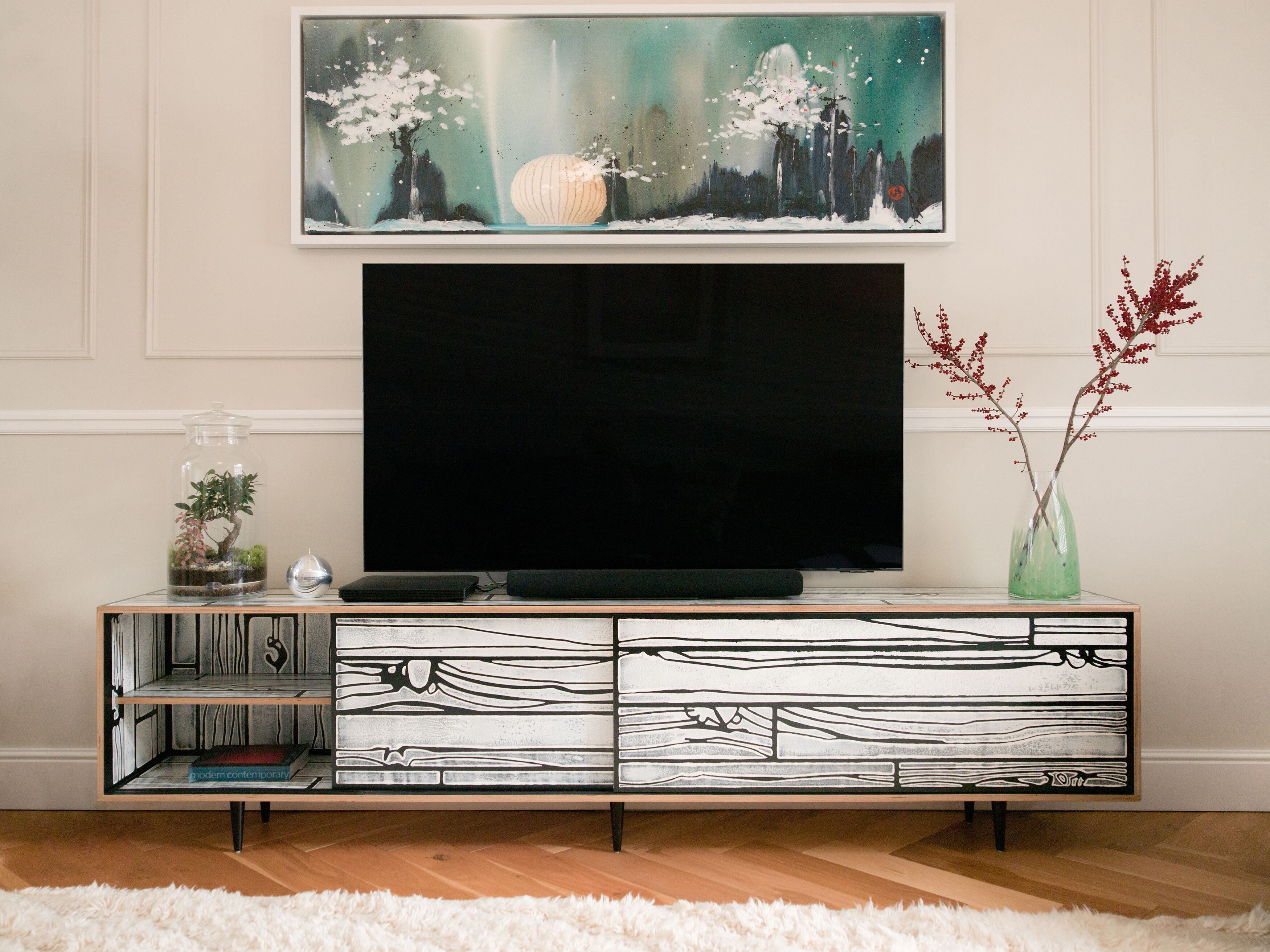 Низкая фанера ТВ шкаф с раздвижными дверями Established&Sons Wrongwoods ARCH-00064770 - Вид №3